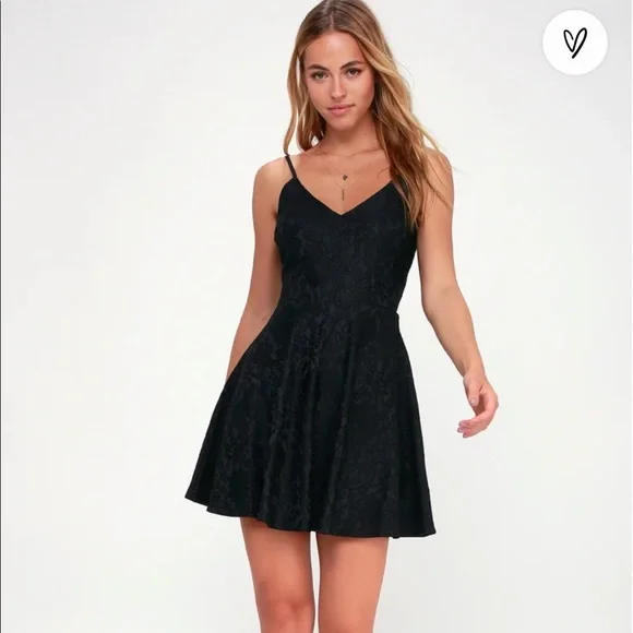 Lulus | Dresses | Lulus Way With Words Black Lace Skater Dress | Poshmark